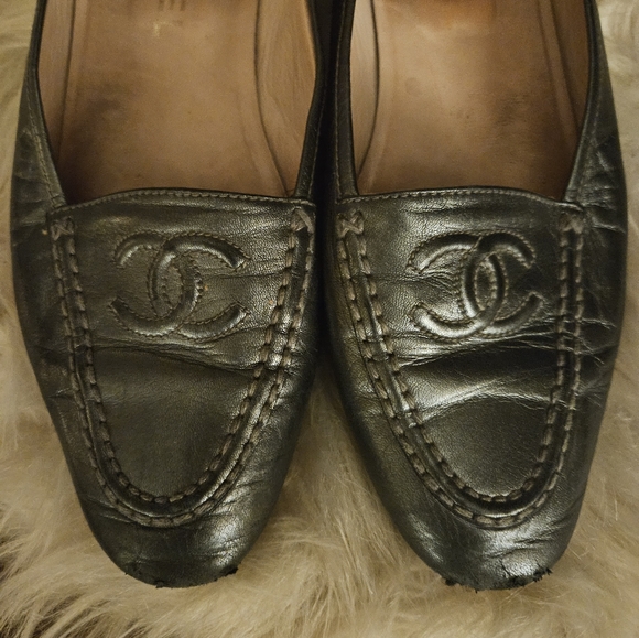 CHANEL loafers (Gunmetal) cc flats 9 - Picture 1 of 2